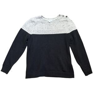 Charter Club Sweater Black Htr Grey Pullover Casual Cotton Blend Sweater Size L